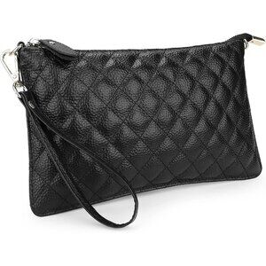RFID Blocking C Quilted Chain Wristlet Purse Women Small Clutch Zipper Pockets